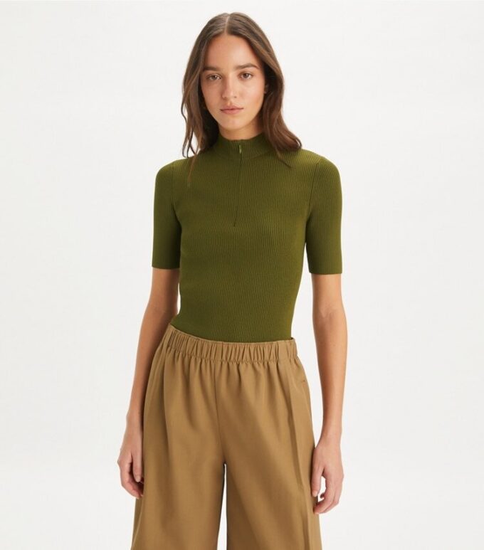 Maglione girocollo con mezza zip