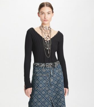 Maglione in lana con lacci