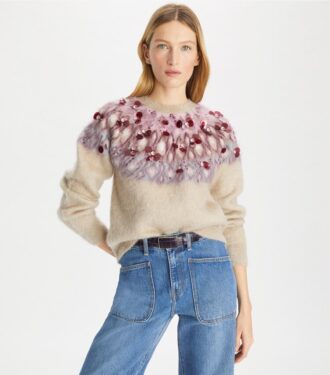 Maglione in lana decorato