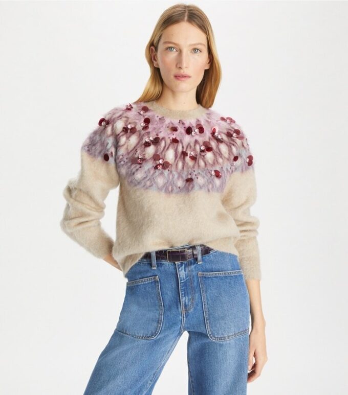 Maglione in lana decorato