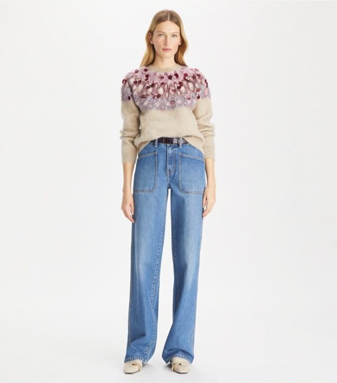 Maglione in lana decorato