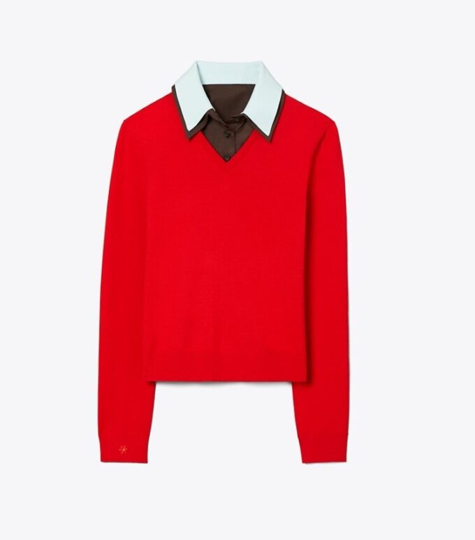 Maglione in lana merino a strati