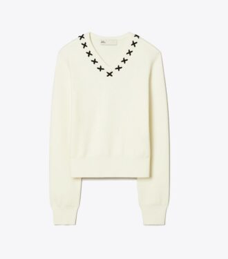 Maglione in lana ricamato