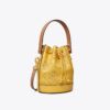 Mini borsa a secchiello in pelle traforata con T Monogram Mini borsa a secchiello in pelle traforata con T Monogram