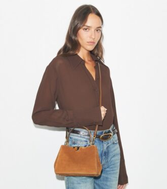 Mini borsa a tracolla Eleanor in pelle scamosciata