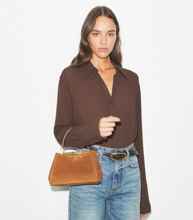 Mini borsa a tracolla Eleanor in pelle scamosciata Mini borsa a tracolla Eleanor in pelle scamosciata