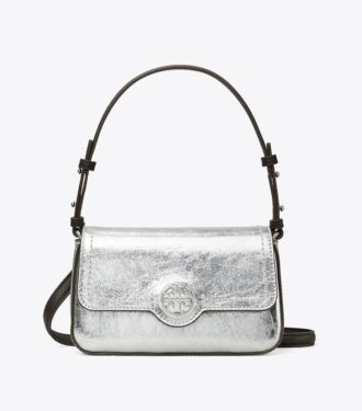 Mini borsa a tracolla in pelle metallizzata