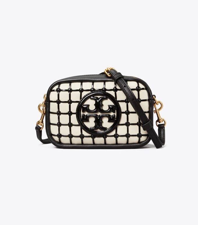 Mini borsa Perry Bombe in vernice con cuciture a punto festone