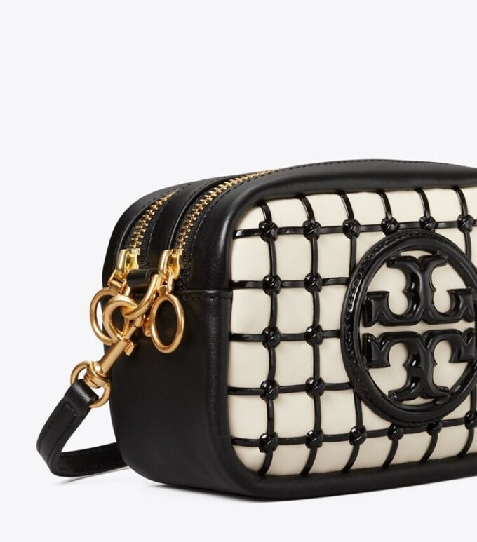 Mini borsa Perry Bombe in vernice con cuciture a punto festone