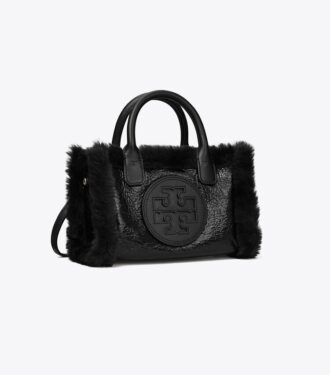 Mini Ella Tote in pelle verniciata e shearling
