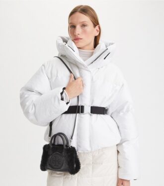 Mini Ella Tote in pelle verniciata e shearling