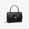 Mini Kira Diamond Quilt Pavé Logo Top-Handle Crossbody