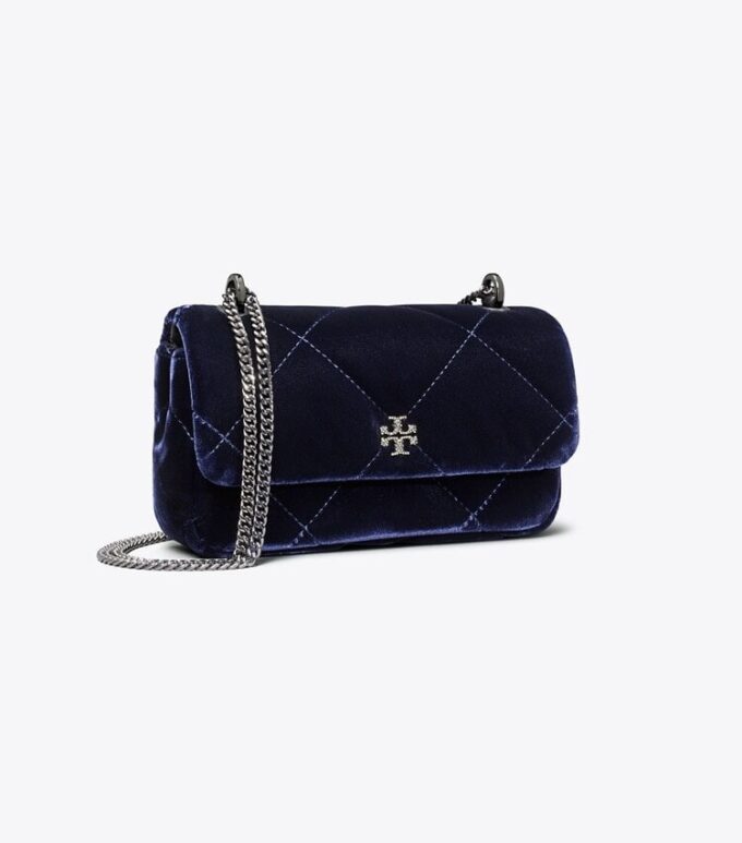Mini Kira Diamond Quilt Velvet Pavé Flap Bag Mini Kira Diamond Quilt Velvet Pavé Flap Bag