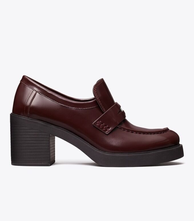 Mocassino classico con tacco e suola carrarmato Mocassino classico con tacco e suola carrarmato