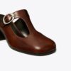 Mule con tacco e cinturino a T viola Mule con tacco e cinturino a T viola