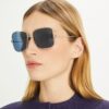 Occhiali da sole Eleanor oversize con montatura quadrata in metallo Occhiali da sole Eleanor oversize con montatura quadrata in metallo