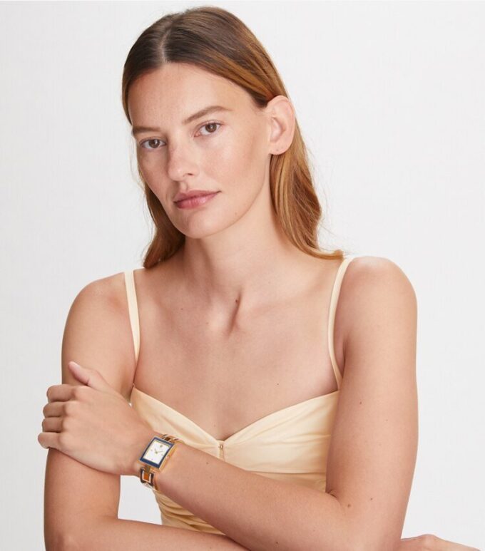 Orologio Buddy Bangle, acciaio inossidabile blu navy/dorato, 25 x 32 mm Orologio Buddy Bangle, acciaio inossidabile blu navy/dorato, 25 x 32 mm
