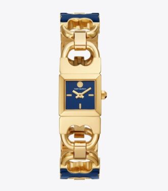 Orologio Double T Link, acciaio inossidabile dorato/blu navy