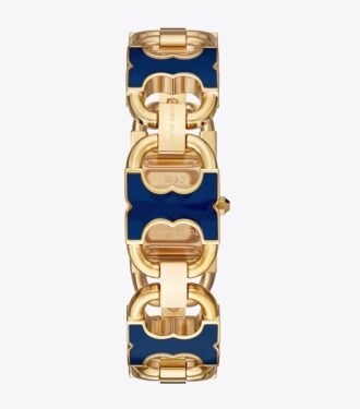Orologio Double T Link, acciaio inossidabile dorato/blu navy