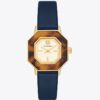 Orologio Sawyer ottagonale, pelle blu navy/acciaio inossidabile dorato, 28 x 32 mm Orologio Sawyer ottagonale, pelle blu navy/acciaio inossidabile dorato, 28 x 32 mm