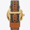 Orologio Tory con T Monogram, blu navy/acciaio inossidabile dorato, 37 x 37 mm Orologio Tory con T Monogram, blu navy/acciaio inossidabile dorato, 37 x 37 mm