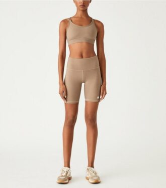 Pantaloncini da ciclismo a vita alta in tessuto mélange a compressione