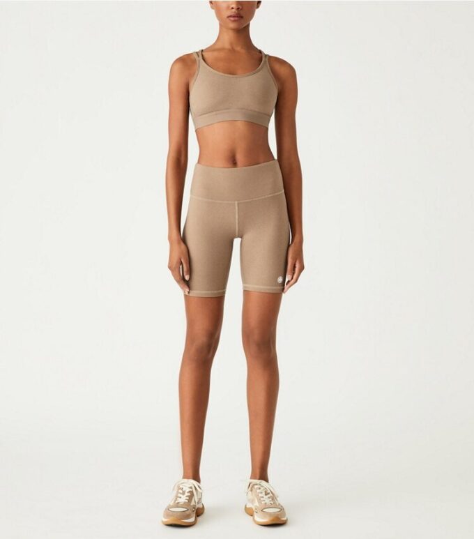 Pantaloncini da ciclismo a vita alta in tessuto mélange a compressione Pantaloncini da ciclismo a vita alta in tessuto mélange a compressione