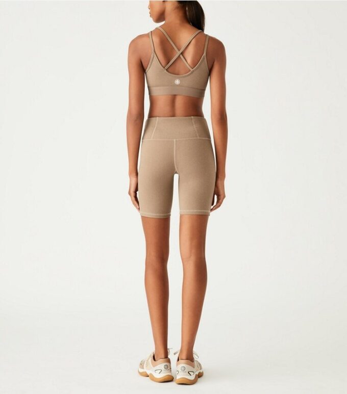 Pantaloncini da ciclismo a vita alta in tessuto mélange a compressione Pantaloncini da ciclismo a vita alta in tessuto mélange a compressione