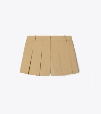 Pantaloncini micro twill con pieghe