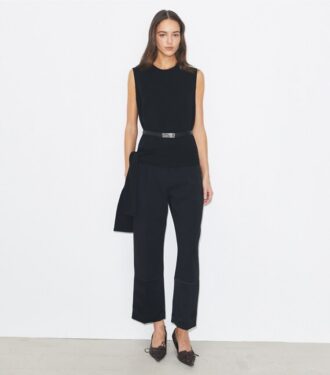Pantaloni cropped in crêpe