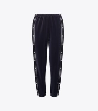 Pantaloni jogging in velluto con logo T