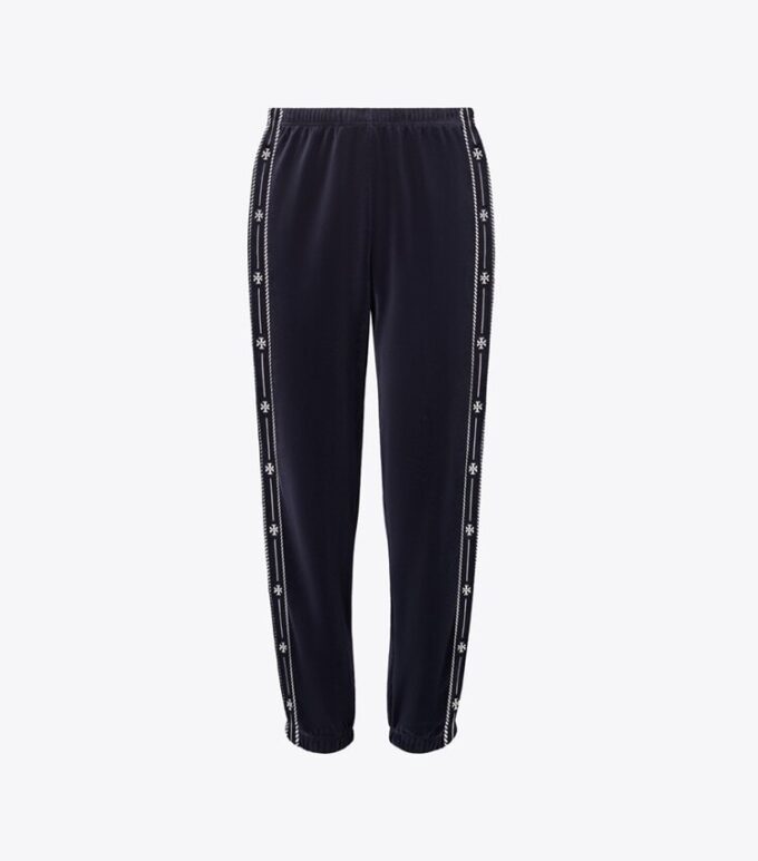 Pantaloni jogging in velluto con logo T Pantaloni jogging in velluto con logo T
