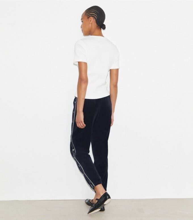 Pantaloni jogging in velluto con logo T Pantaloni jogging in velluto con logo T