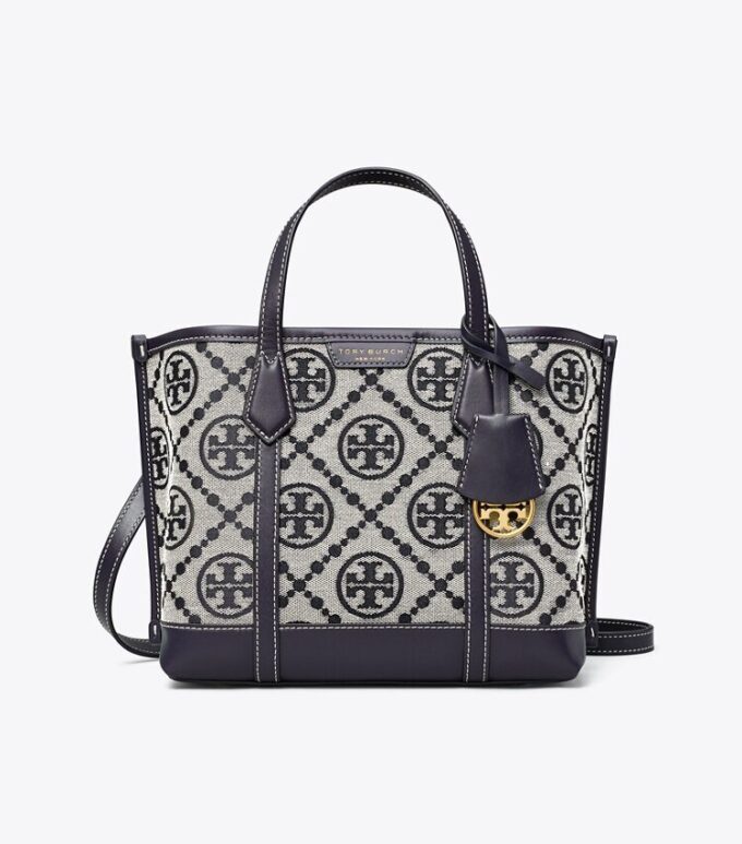 Perry T Monogram Borsa tote piccola a tre scomparti Perry T Monogram Borsa tote piccola a tre scomparti