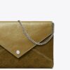 Pochette con catena in pelle scamosciata con T Monogram