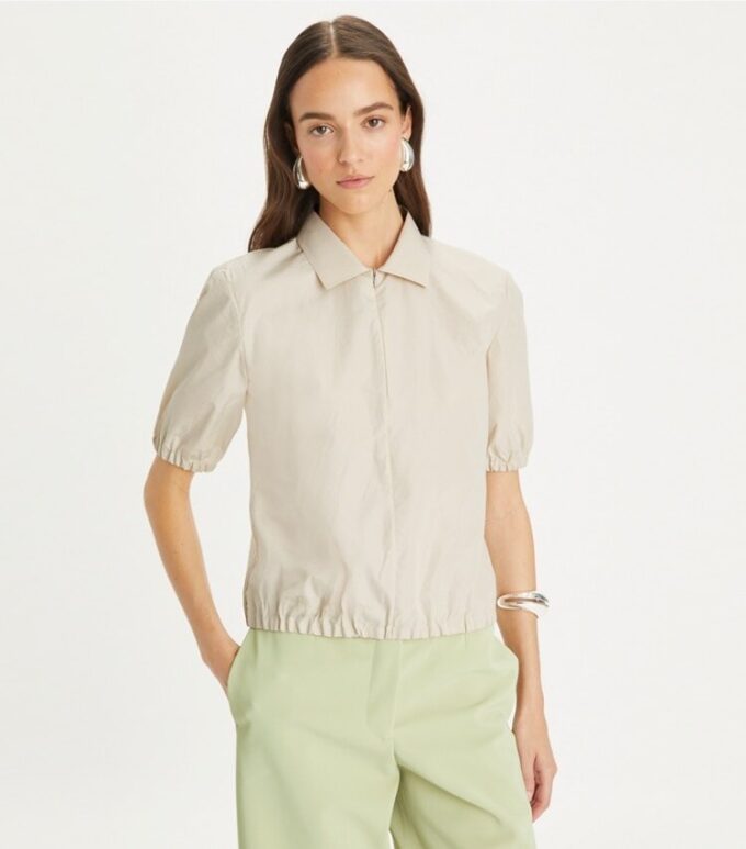 Polo con zip in popeline