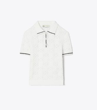 Polo in cotone con logo in pizzo