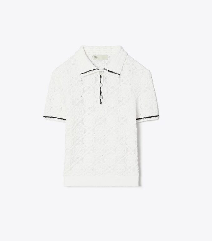 Polo in cotone con logo in pizzo Polo in cotone con logo in pizzo
