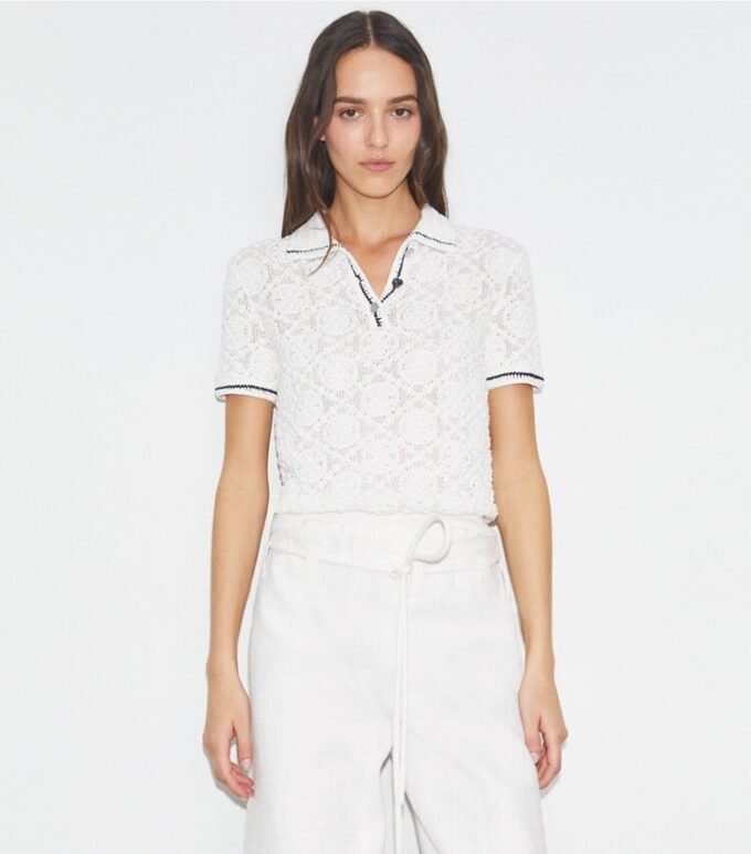 Polo in cotone con logo in pizzo Polo in cotone con logo in pizzo