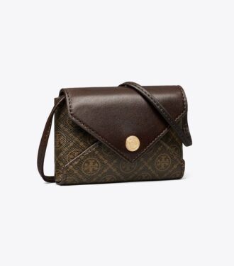 Portacarte con cordino in tela rivestita con T Monogram