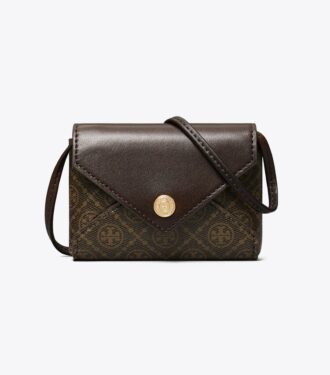 Portacarte con cordino in tela rivestita con T Monogram