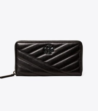 Portafoglio continentale con zip rivestito in polvere Kira Chevron