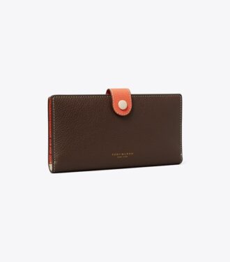 Portafoglio slim con zip color block