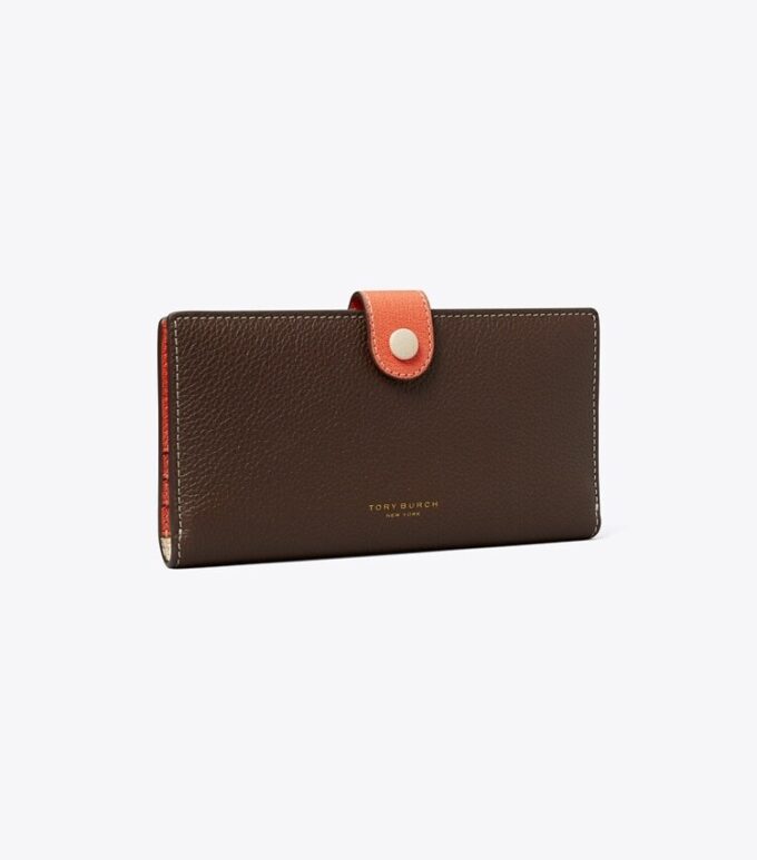 Portafoglio slim con zip color block