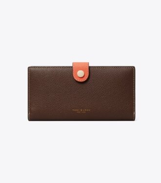 Portafoglio slim con zip color block