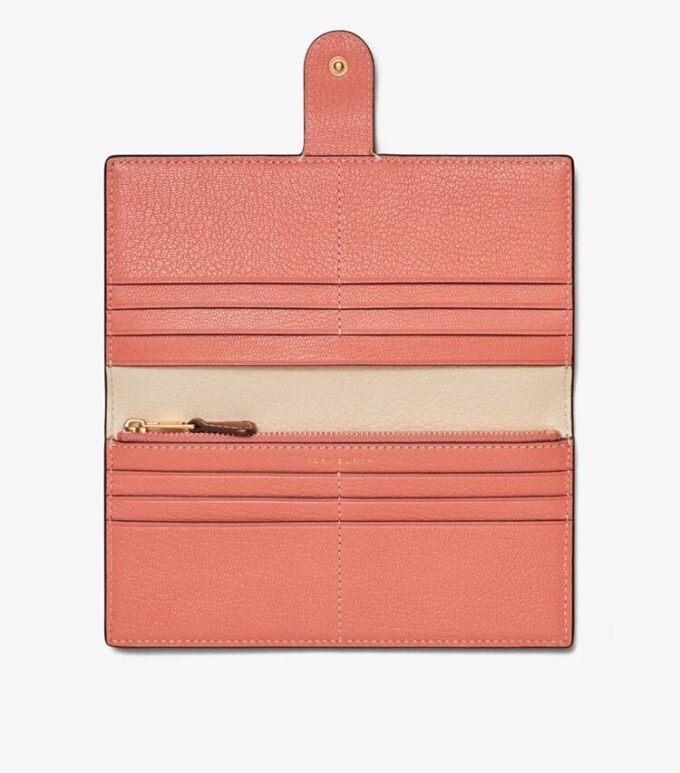 Portafoglio slim con zip color block