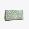 Portafoglio slim con zip in rilievo a contrasto con T Monogram