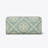 Portafoglio slim con zip in rilievo a contrasto con T Monogram