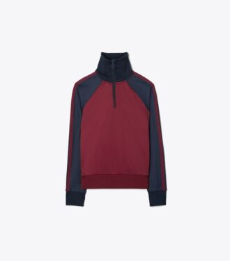 Pullover con mezza zip color block