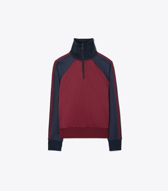 Pullover con mezza zip color block